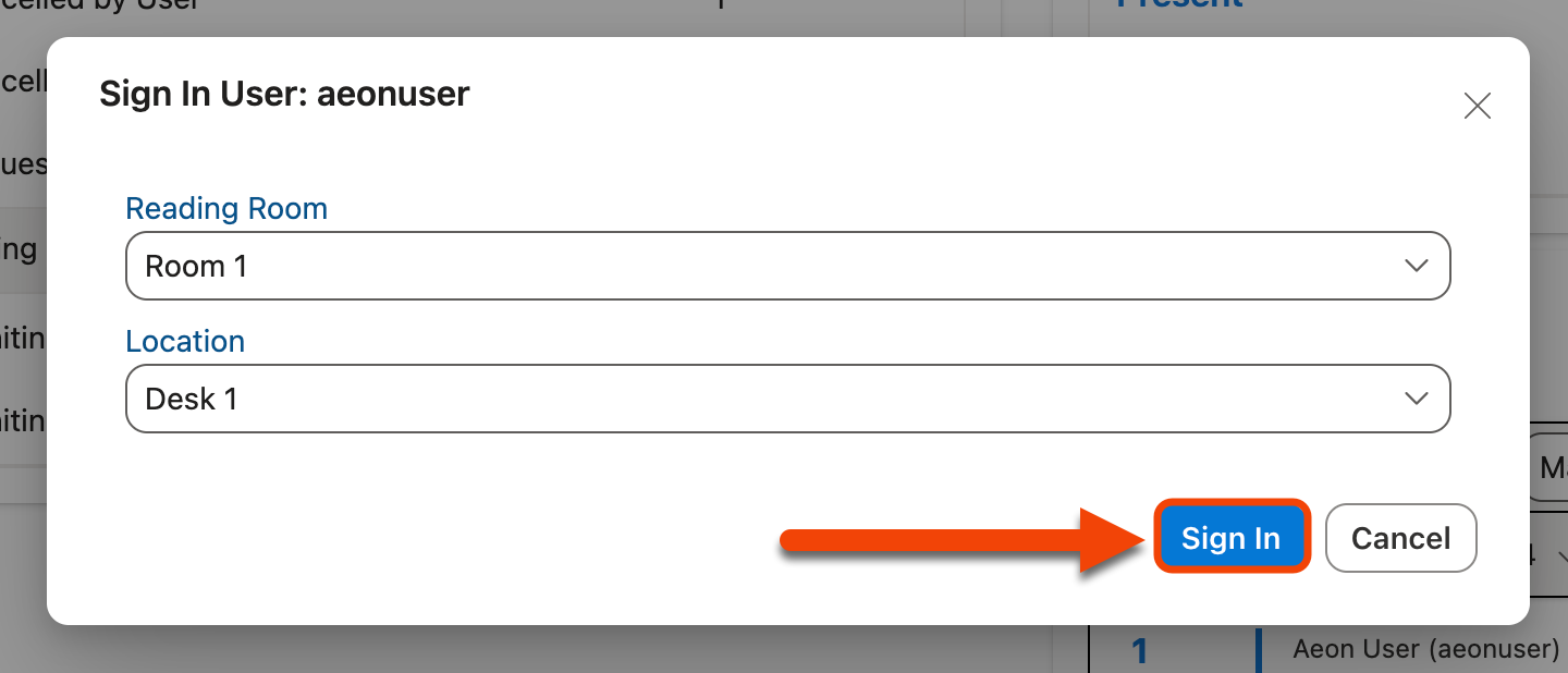 Sign in User window